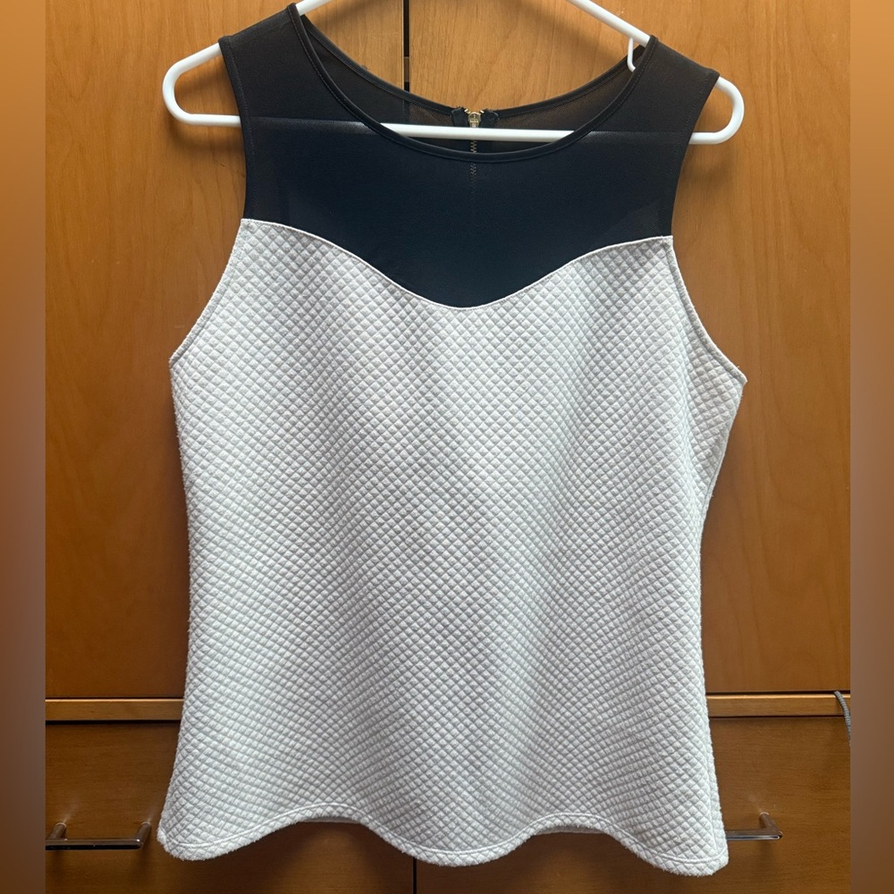 Express Black and White Textured Blouse